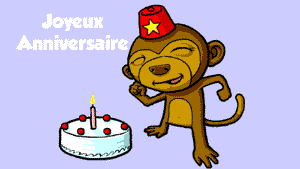 Gif animé joyeux anniversaire singe